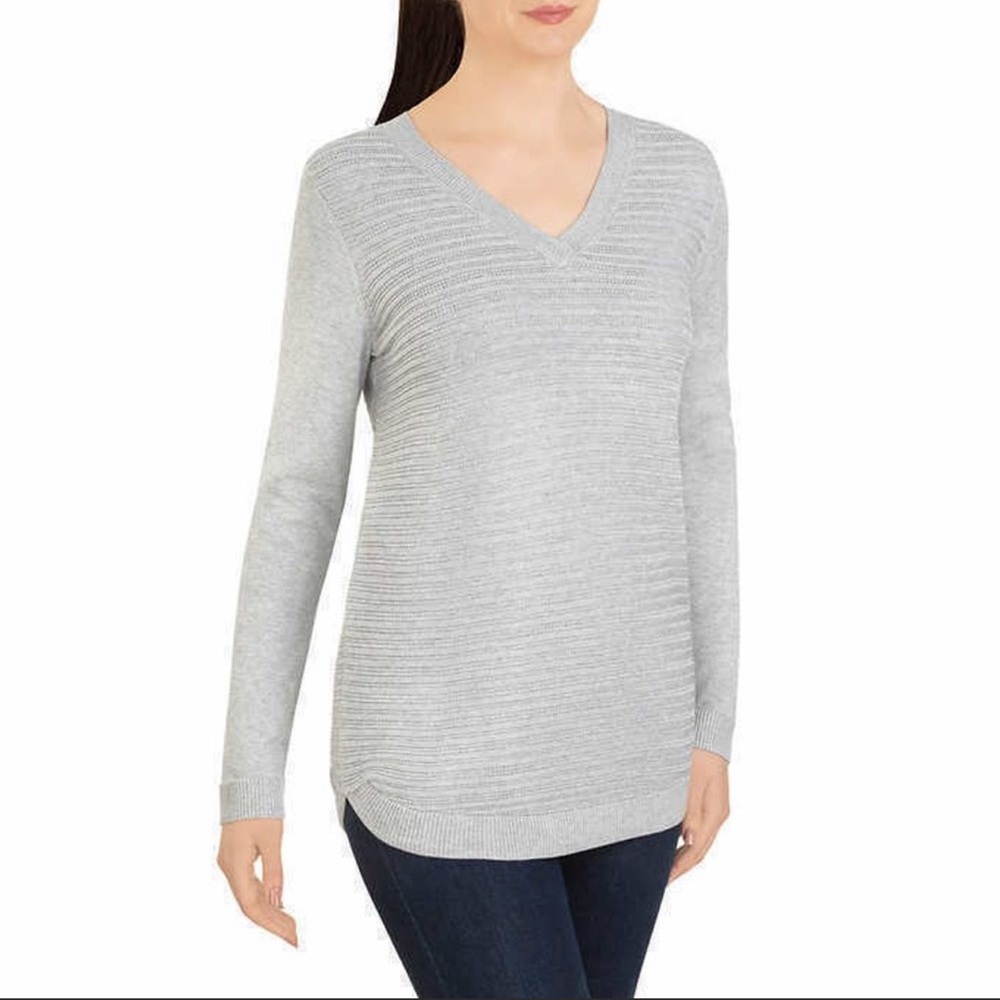 Hilary Radley Women’s Gray V Neck Sweater New